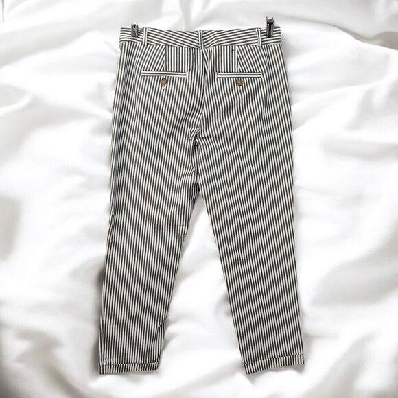 Banana Republic Avery Striped Cropped Pants Casual Career Woman Size 2 Stretchy‎ - Picture 2 of 9